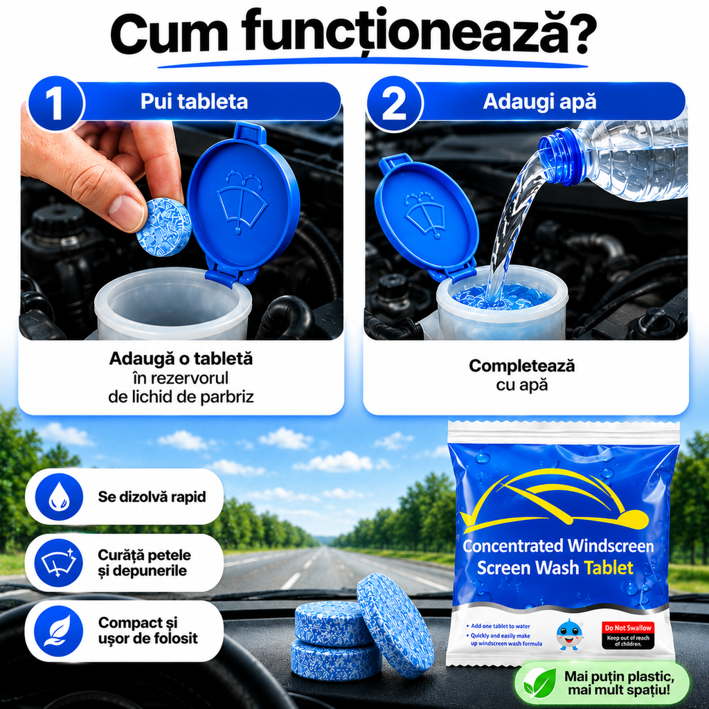 20 Tablete Concentrate pentru Lichid de Parbriz
