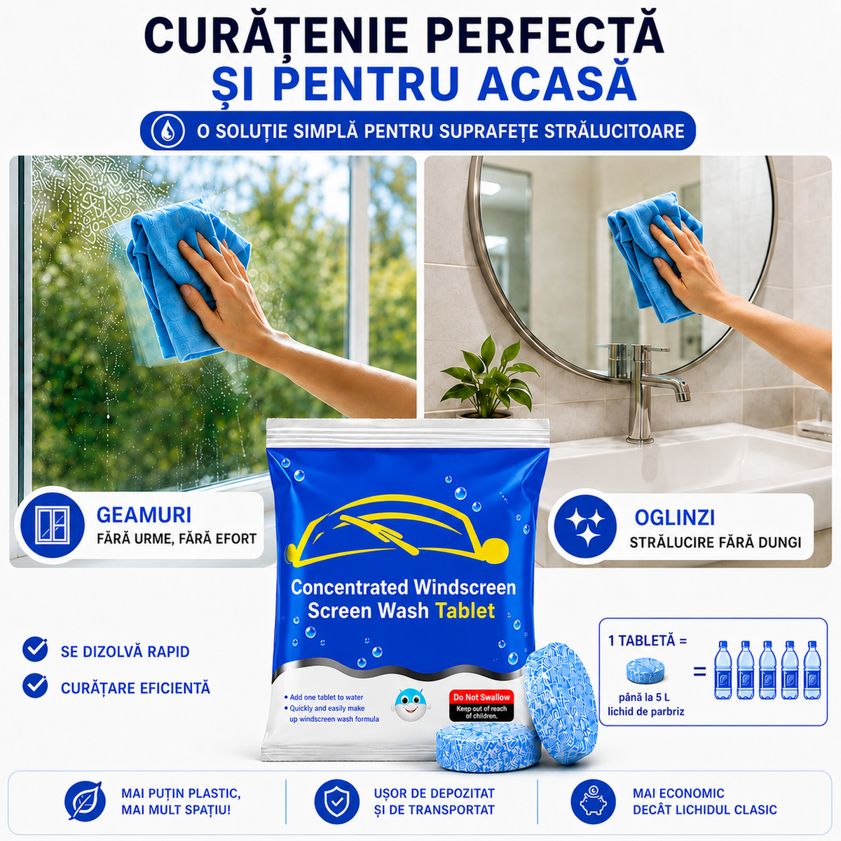 20 Tablete Concentrate pentru Lichid de Parbriz