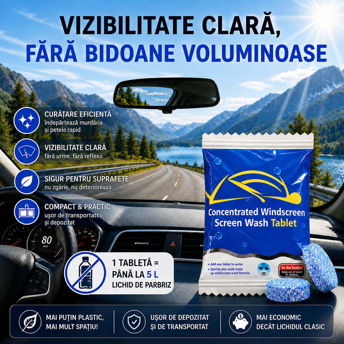20 Tablete Concentrate pentru Lichid de Parbriz