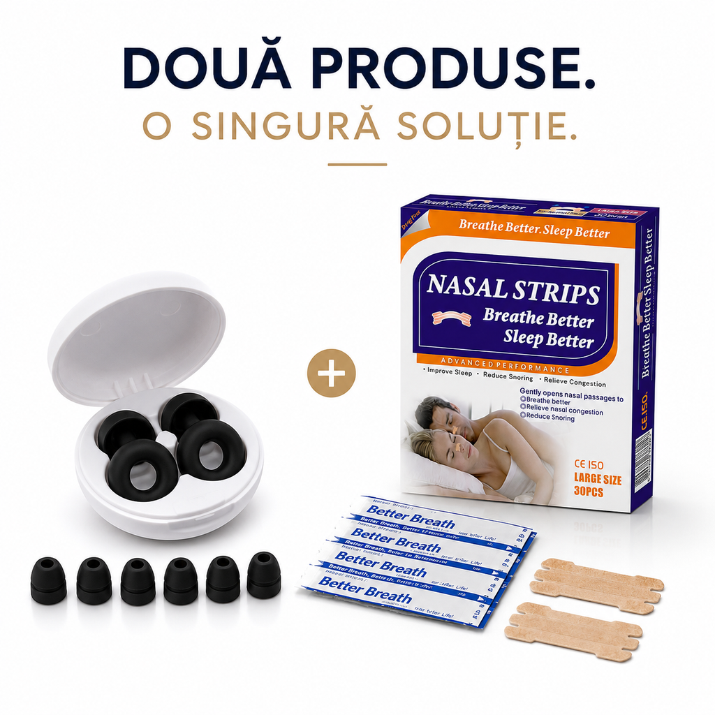 Sleep Kit Lamadi – Dopuri de urechi și benzi nazale pentru un somn mai liniștit