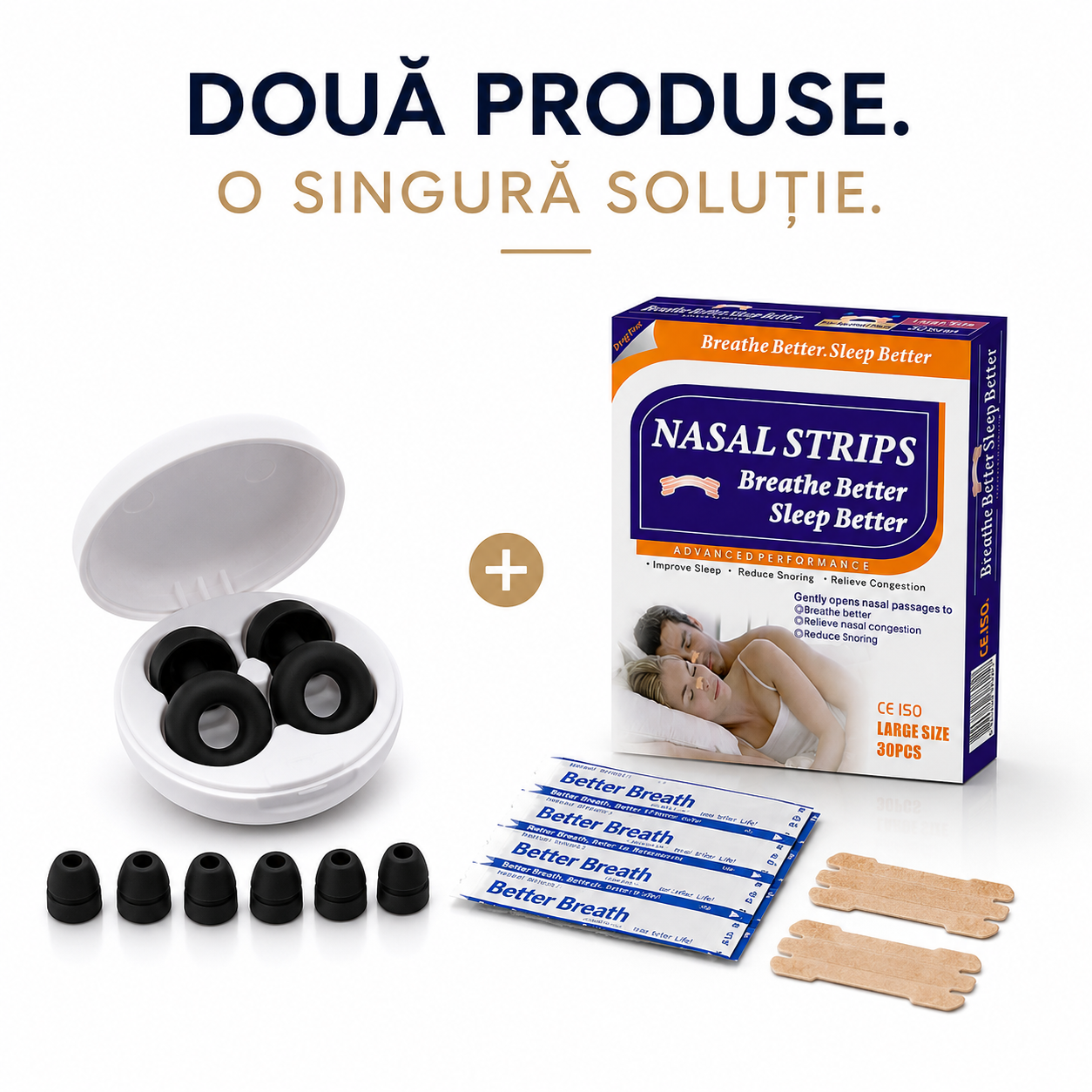 Sleep Kit Lamadi – Dopuri de urechi și benzi nazale pentru un somn mai liniștit