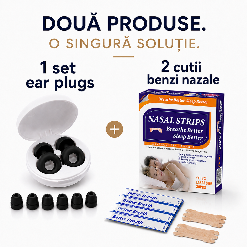 Sleep Kit Lamadi – Dopuri de urechi și benzi nazale pentru un somn mai liniștit